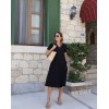 Kadın Kısa Kollu V Yaka Cepli Viskon Elbise - 156302