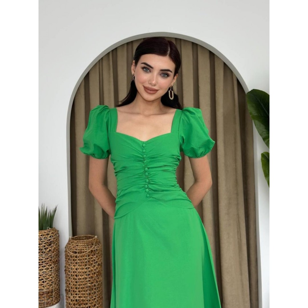 Kare Yaka Düğmeli Elbise - 148046 Kare Yaka Düğmeli Elbise - 148046