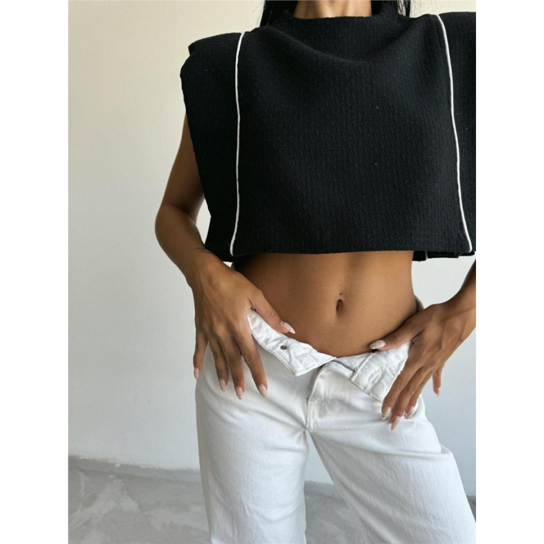 CHANEL VATKALI CROP BLUZ - Siyah 150463 CHANEL VATKALI CROP BLUZ - Siyah 150463