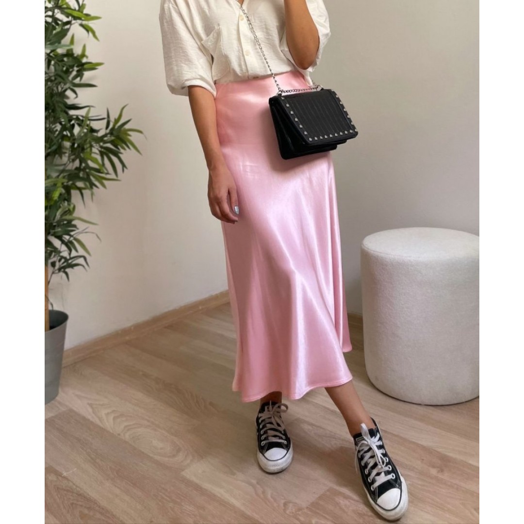 15806 Saten Etek - Pembe
