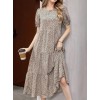 Kadın Mini Leopar Desen Midi üç Kat Elbise - 124641 Kadın Mini Leopar Desen Midi üç Kat Elbise - 124641
