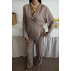 Kruvaze Model Klasik Pantolonlu Çupra Keten Takım 10191 159444 Kruvaze Model Klasik Pantolonlu Çupra Keten Takım 10191 159444