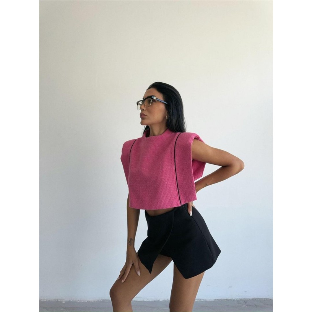 CHANEL VATKALI CROP BLUZ - Fuşya 151878 CHANEL VATKALI CROP BLUZ - Fuşya 151878