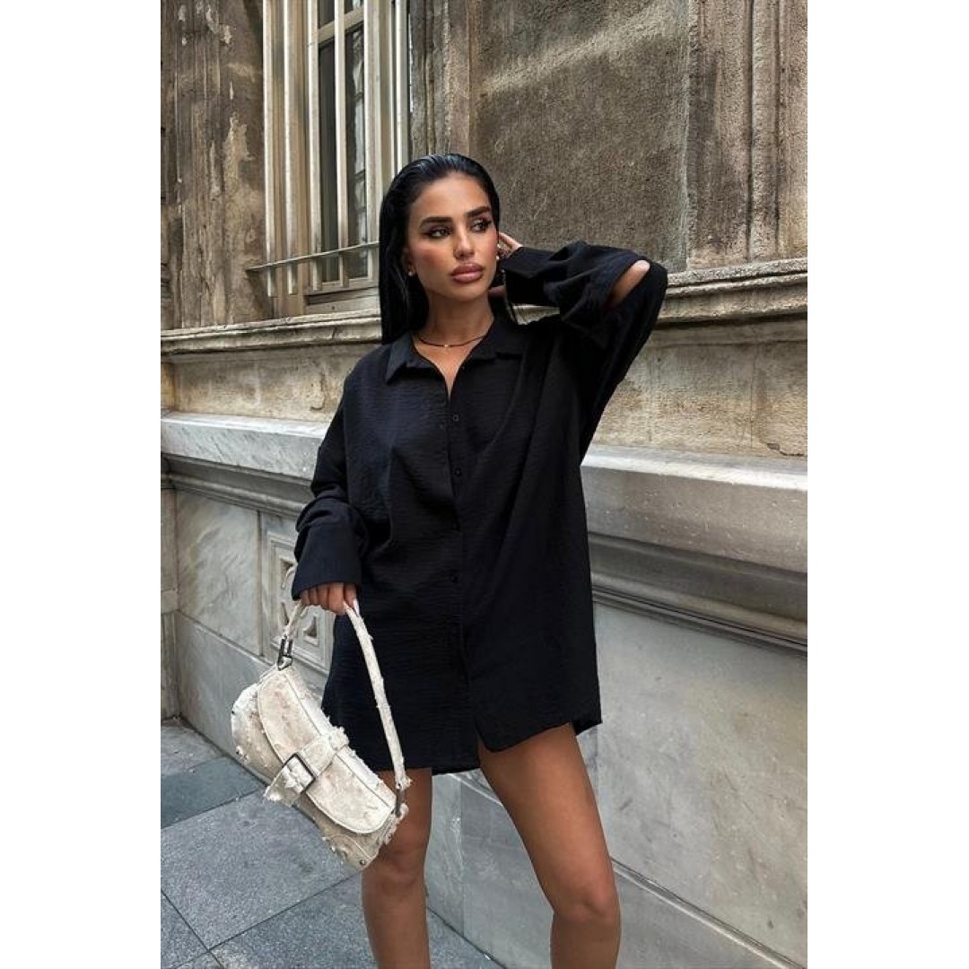 Alina Kol Cut Out Keten Gömlek 3252-08 - 155819 Alina Kol Cut Out Keten Gömlek 3252-08 - 155819