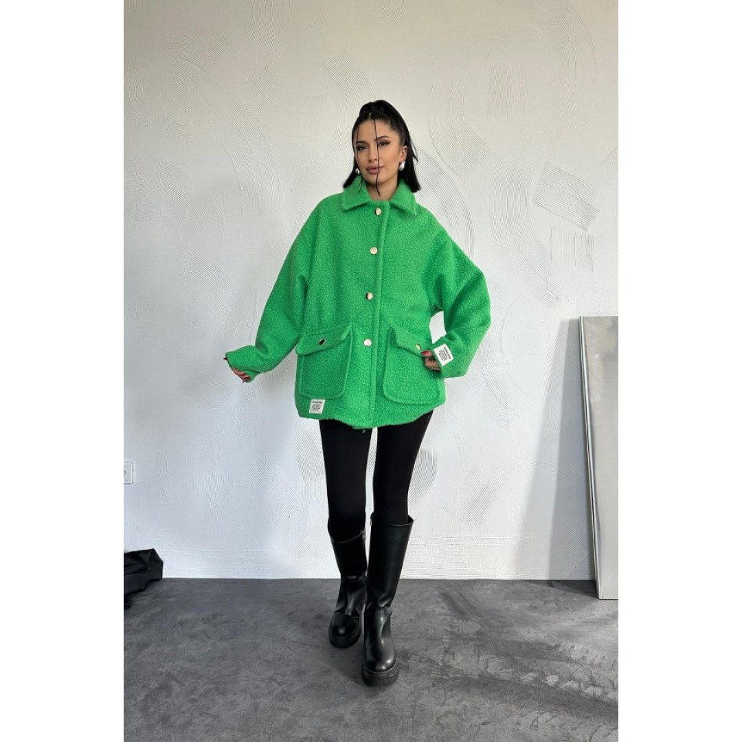 Yeşil Etiketli Pile Detaylı Ceket 153059