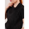 Fitilli Kısa Kollu Parlak Siyah Bluz 149584 Fitilli Kısa Kollu Parlak Siyah Bluz 149584