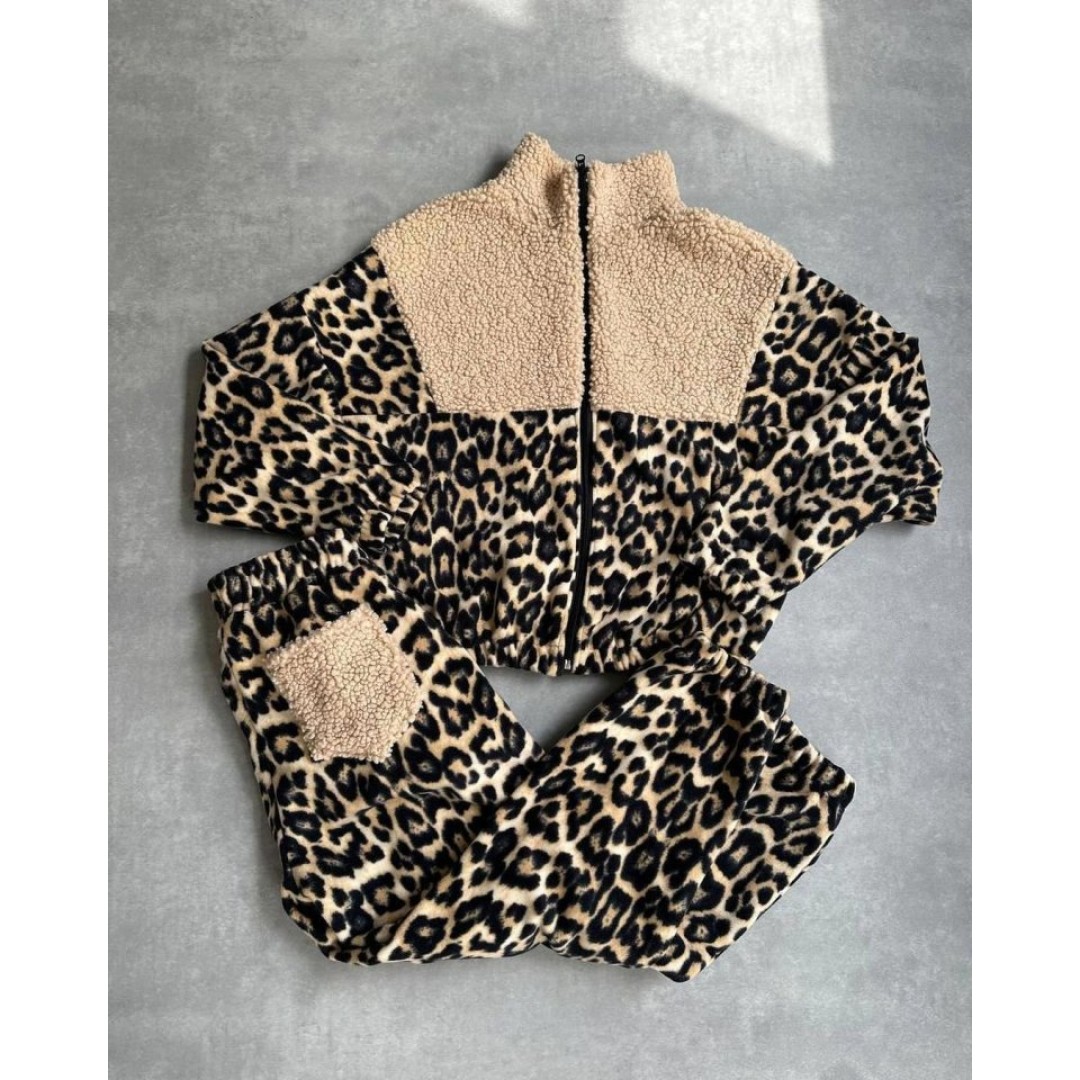 Kadın 3 Iplik Kumaş Leopar Desenli Ikili Takım 132978