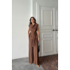 TENCEL MODAL KOLSUZ BLUZ KAPALI CEP DETAYLI DÖKÜMLÜ - PANTOLON TAKIM - Kahverengi 161857 TENCEL MODAL KOLSUZ BLUZ KAPALI CEP DETAYLI DÖKÜMLÜ - PANTOLON TAKIM - Kahverengi 161857