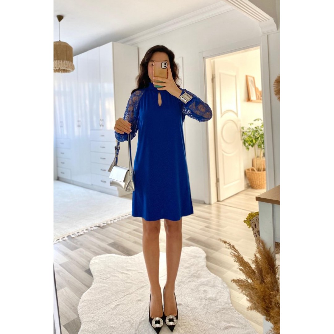 Kadın Uzun Kollu Tül Detay Sandy Mini Boy Elbise - 138110 Kadın Uzun Kollu Tül Detay Sandy Mini Boy Elbise - 138110