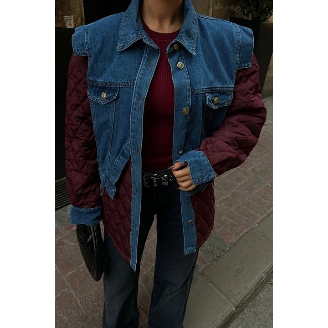 Denim Garnili Kapitone Ceket 7071 158406 Denim Garnili Kapitone Ceket 7071 158406