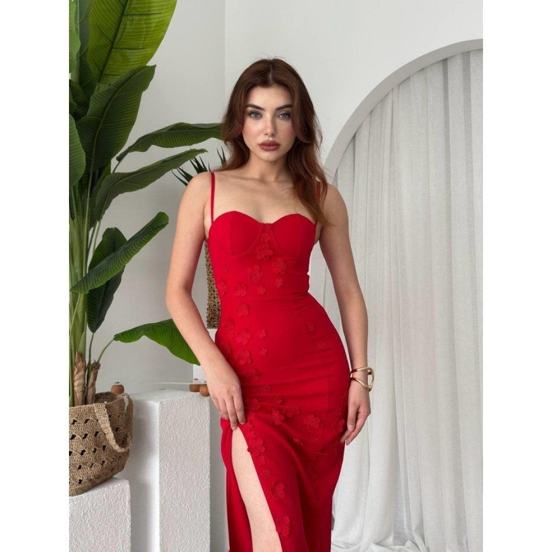 Stor Gül Detaylı Elbise