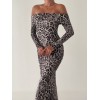 Kadın Madonna Yaka Dalgıç Kumaş Leopar Desen Maxi Boy Derin Yırtmaçlı Elbise - 127777 Kadın Madonna Yaka Dalgıç Kumaş Leopar Desen Maxi Boy Derin Yırtmaçlı Elbise - 127777