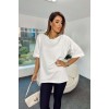 4123 Yırtmaçlı Oversize Tişört - Beyaz 144758 4123 Yırtmaçlı Oversize Tişört - Beyaz 144758