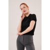 Fitilli Kısa Kollu Parlak Siyah Bluz 149584 Fitilli Kısa Kollu Parlak Siyah Bluz 149584