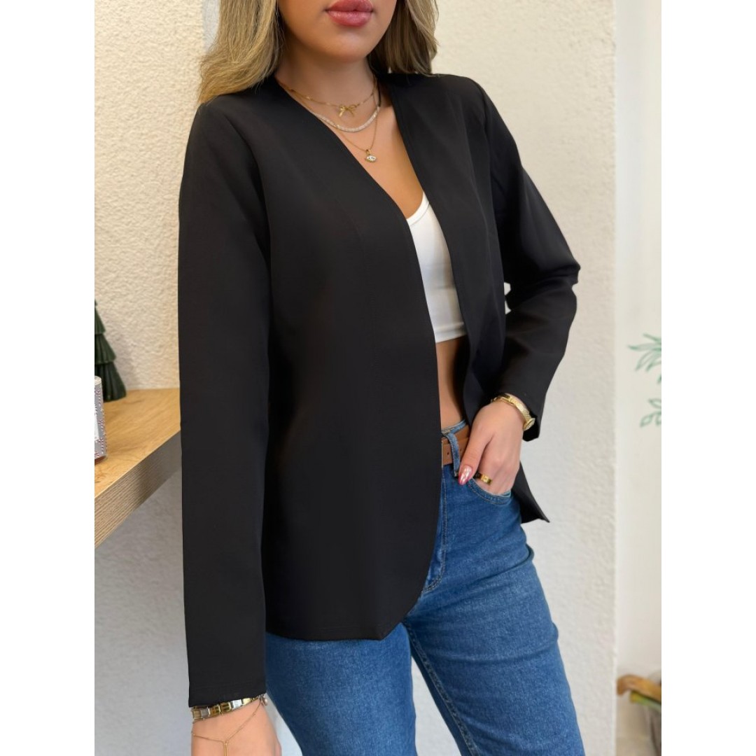 Kadın Uzun Kollu önü Açık Ithal Krep Blazer Ceket 135597