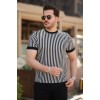 Erkek Siyah Beyaz örme Pamuklu Kumaş Kısa Kollu T-shirt 160106 Erkek Siyah Beyaz örme Pamuklu Kumaş Kısa Kollu T-shirt 160106