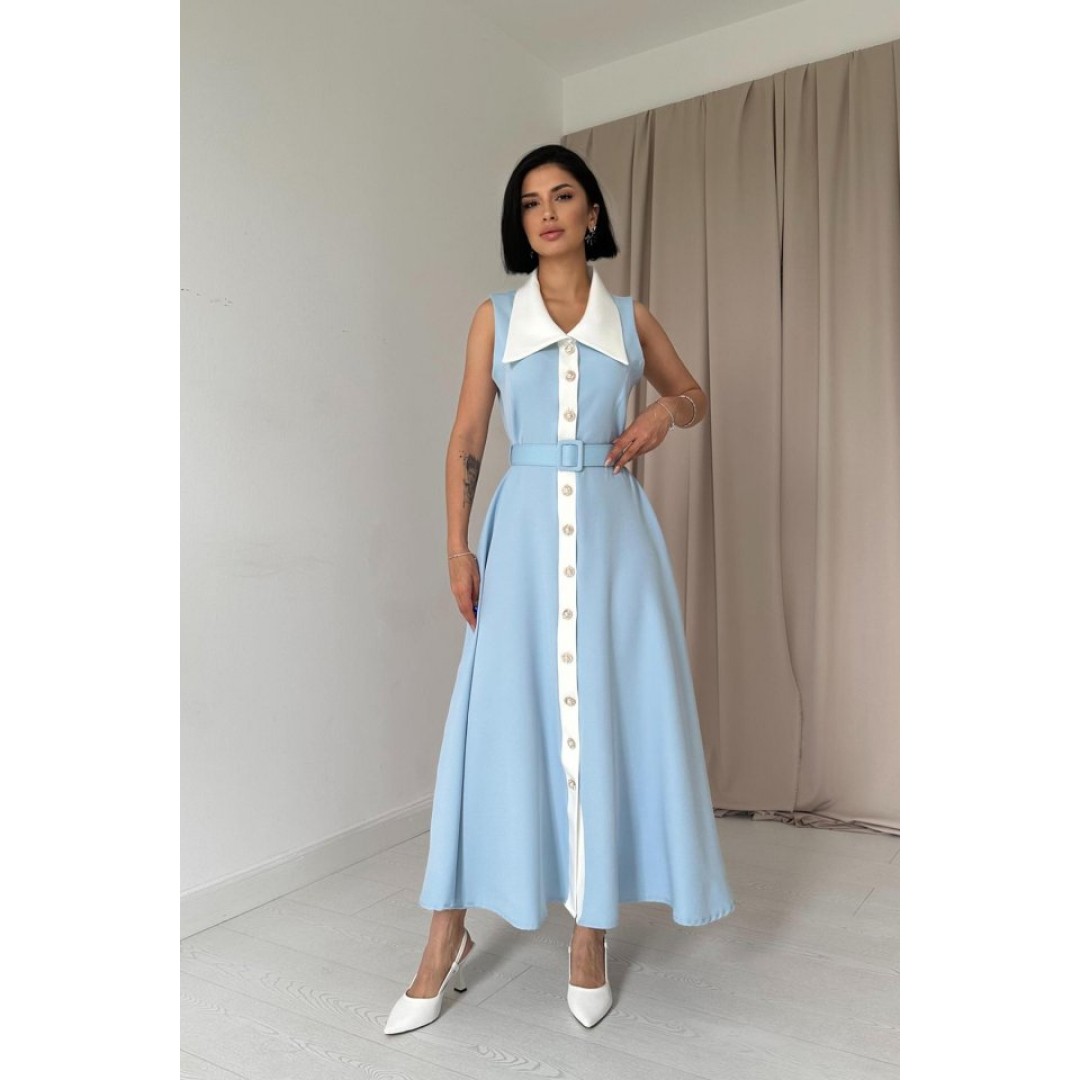 Bebe Mavi Geniş Yakalı Halter Kollu Elbise - 153470 Bebe Mavi Geniş Yakalı Halter Kollu Elbise - 153470