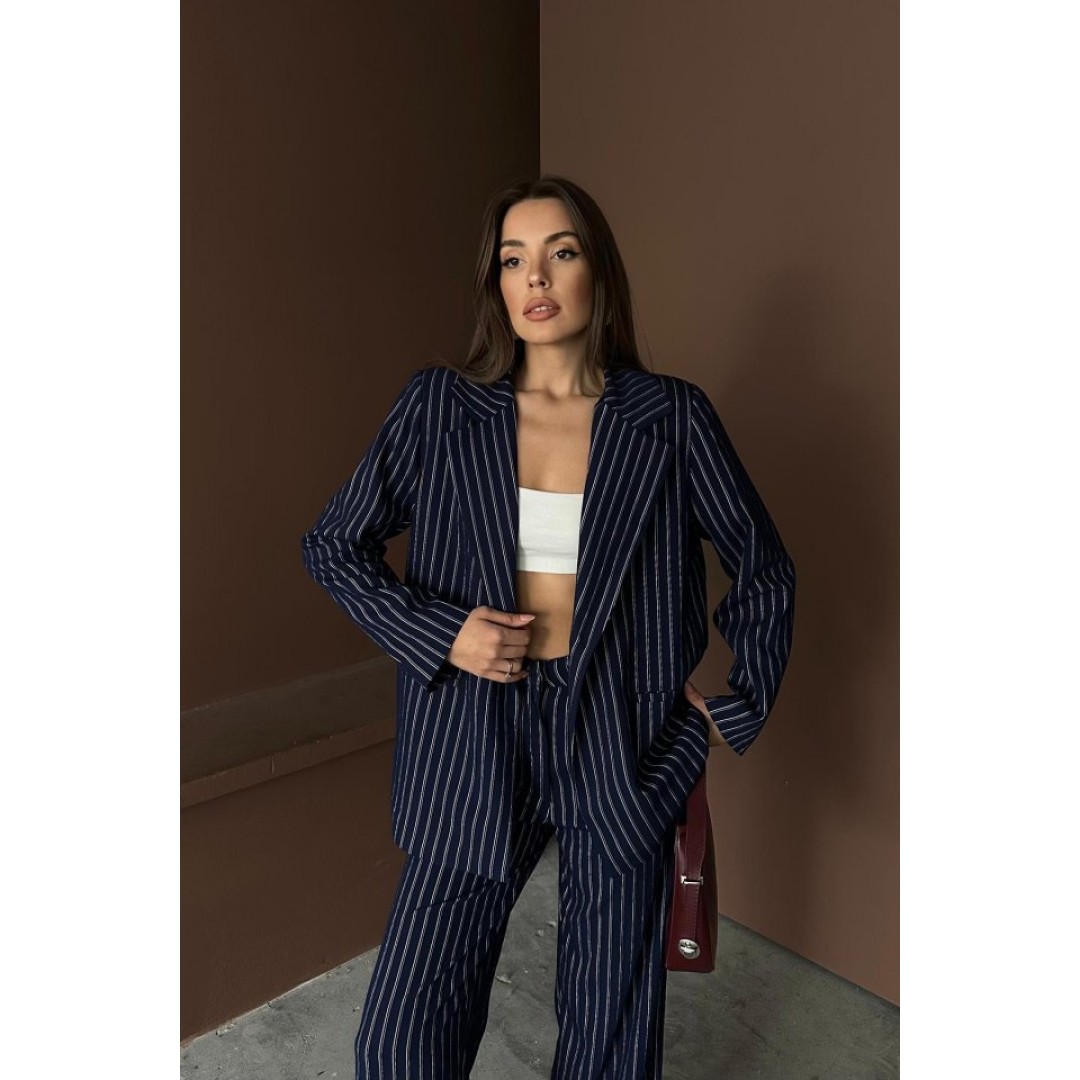 Lacivert Çizgili Ceket Ve Pantolon Takım - 158658 Lacivert Çizgili Ceket Ve Pantolon Takım - 158658
