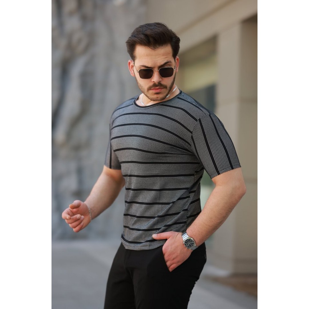 Erkek Petek Desenli Kısa Kollu T-shirt - 160088 Erkek Petek Desenli Kısa Kollu T-shirt - 160088