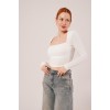 Kare Yaka Basic Beyaz Bluz - 147543 Kare Yaka Basic Beyaz Bluz - 147543