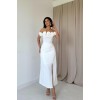 Beyaz Madonna Yaka Güllü Elbise - 158246 Beyaz Madonna Yaka Güllü Elbise - 158246