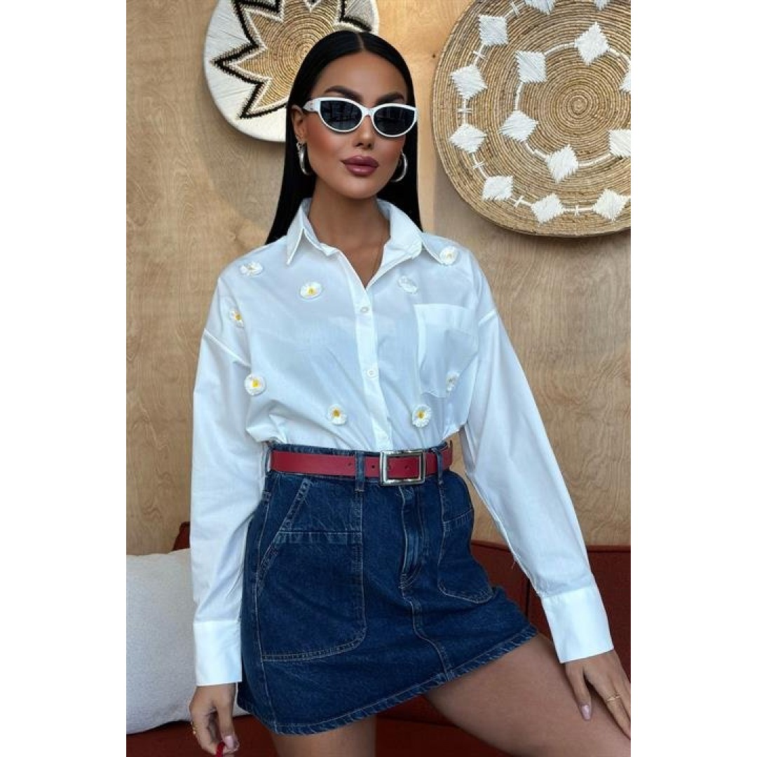 Alicia Papatya Nakışlı Gömlek 3389-08 155249 Alicia Papatya Nakışlı Gömlek 3389-08 155249