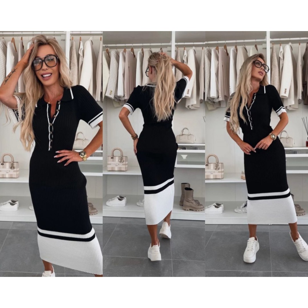 Kadın Triko Polo Yaka Midi Boy Elbise - 161583 Kadın Triko Polo Yaka Midi Boy Elbise - 161583