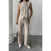 KETEN KENARLARI BİYELİ YELEK - PANTOLON TAKIM - Bej 162429 KETEN KENARLARI BİYELİ YELEK - PANTOLON TAKIM - Bej 162429