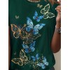 Kadın Kısa Kollu Mavi Sarı Kelebek Baskı Süprem T-shirt 115130 Kadın Kısa Kollu Mavi Sarı Kelebek Baskı Süprem T-shirt 115130