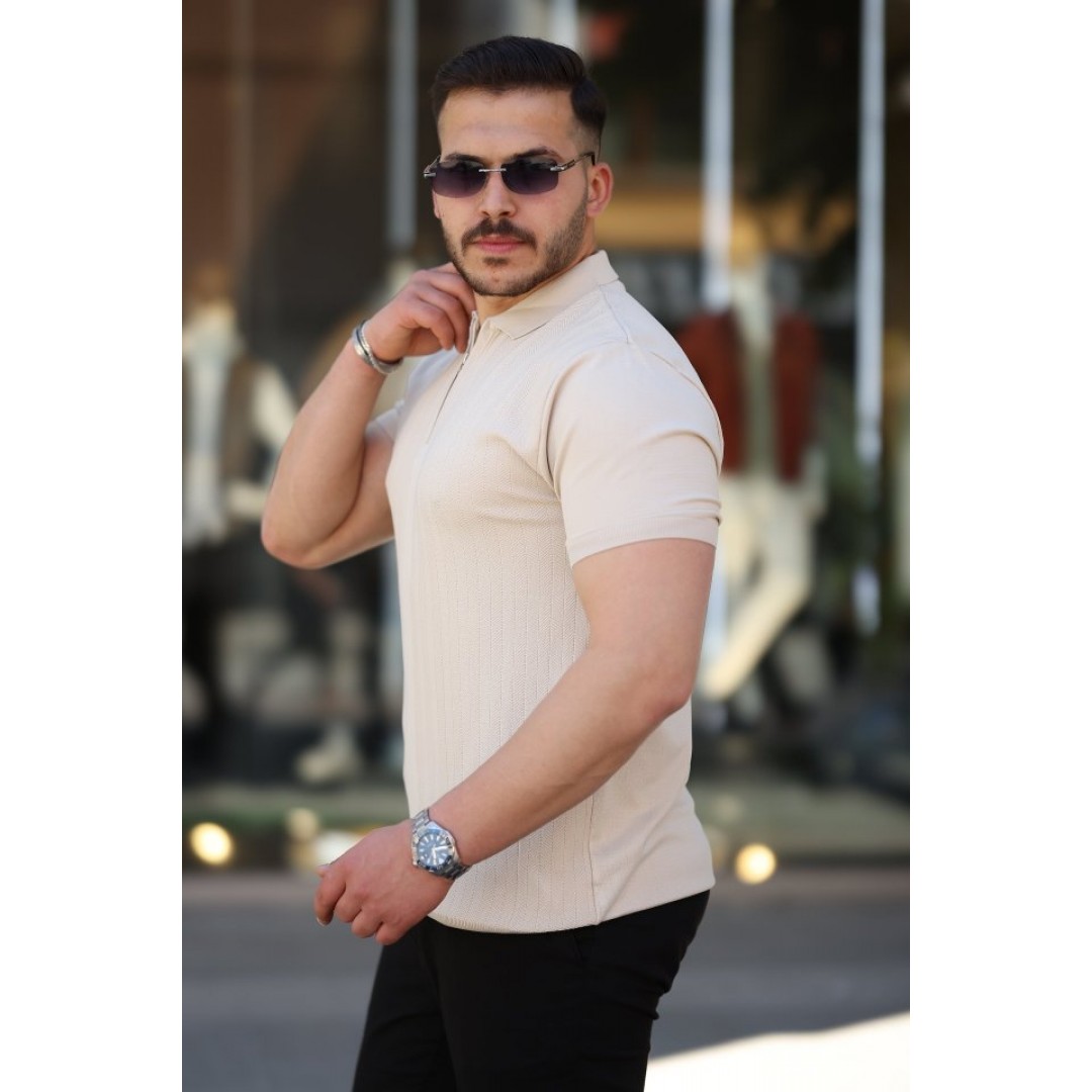 Erkek Yakası Fermuarlı Kısa Kollu T-shirt 161264 Erkek Yakası Fermuarlı Kısa Kollu T-shirt 161264