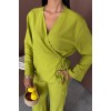 Kruvaze Model Klasik Pantolonlu Çupra Keten Takım 10191 159445