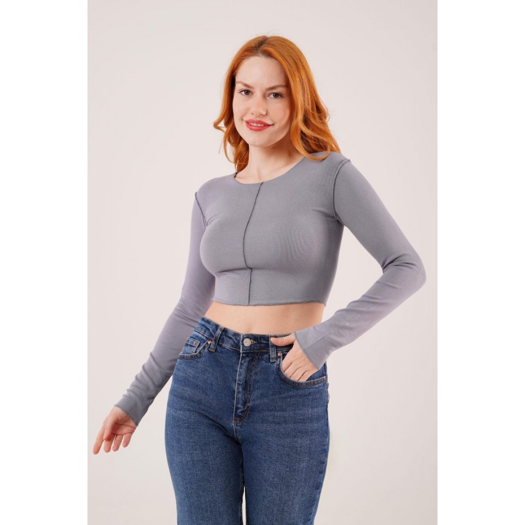 Ters Dikişli Basic Antrasit Body Bluz 148080 Ters Dikişli Basic Antrasit Body Bluz 148080