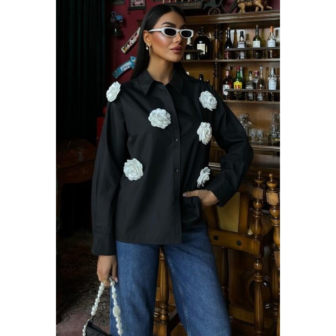 Gül Aksesuarlı Poplin Gömlek 3442 158806 Gül Aksesuarlı Poplin Gömlek 3442 158806