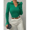 Kadın Yeşil Polo Yaka Parmak Detay Triko Bluz 2047 135562 Kadın Yeşil Polo Yaka Parmak Detay Triko Bluz 2047 135562