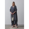 Çizgili Oversize V Yaka Elbise - Lacivert - 154466 Çizgili Oversize V Yaka Elbise - Lacivert - 154466