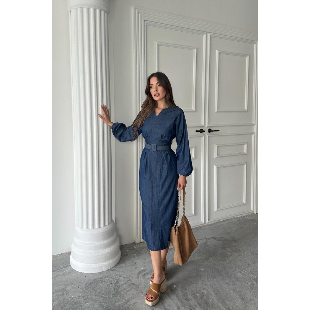 Mavi Tencel Uzun Kollu Elbise - 161532 Mavi Tencel Uzun Kollu Elbise - 161532
