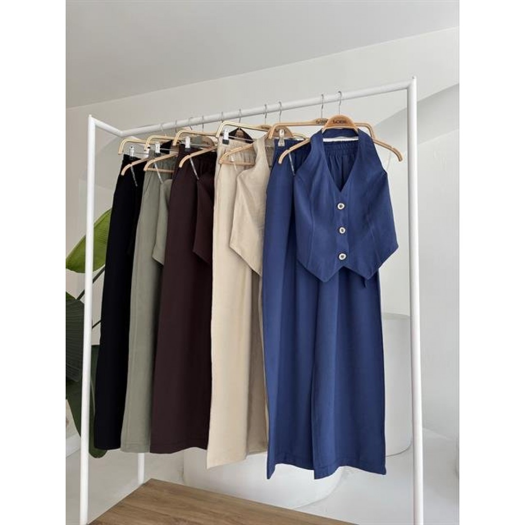 Halter Yaka Yelekli Modal Takım 10144 159111 Halter Yaka Yelekli Modal Takım 10144 159111
