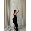 GÜLLÜ ELBİSE ASİMETRİK KATLI - Siyah - 150735 GÜLLÜ ELBİSE ASİMETRİK KATLI - Siyah - 150735