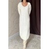 Beyaz Kemerli Triko Elbise - 148253