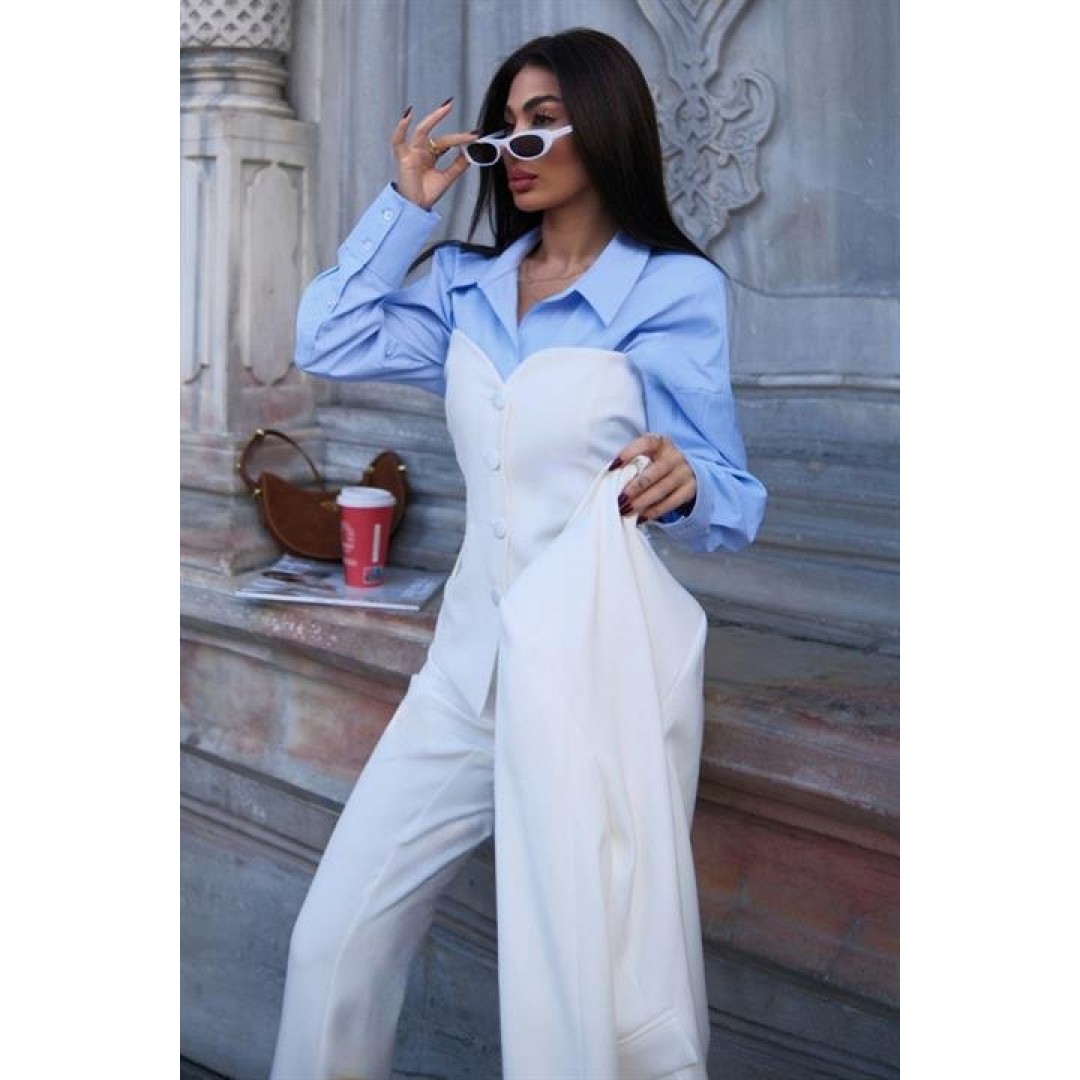 Saten Detaylı Büstiyer Pantolon Takım 10024 158476 Saten Detaylı Büstiyer Pantolon Takım 10024 158476
