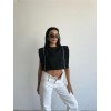 CHANEL VATKALI CROP BLUZ - Siyah 150463 CHANEL VATKALI CROP BLUZ - Siyah 150463