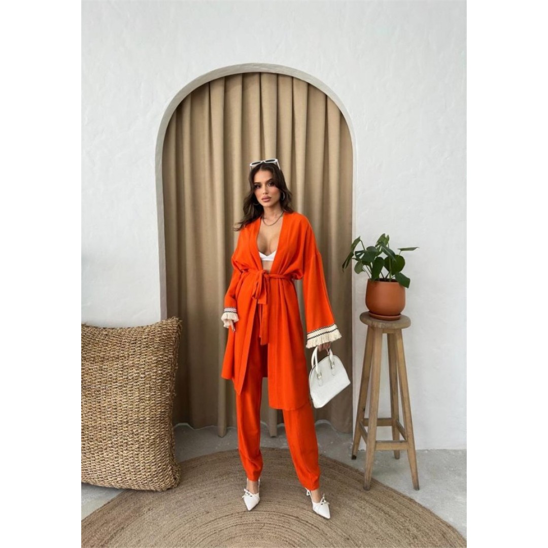 KOLUCU PÜSKÜL KİMONO TAKIM - Orange - 150148 KOLUCU PÜSKÜL KİMONO TAKIM - Orange - 150148