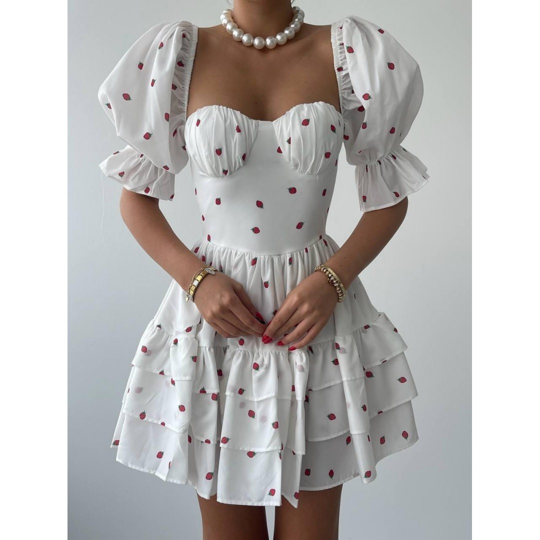 Beyaz Mini Elbise - 147073