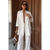 Blazer Ceketli Çizgili Keten Takım 10186 159435