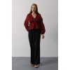 V Yaka Dantelli Bluz - Bordo 162845 V Yaka Dantelli Bluz - Bordo 162845