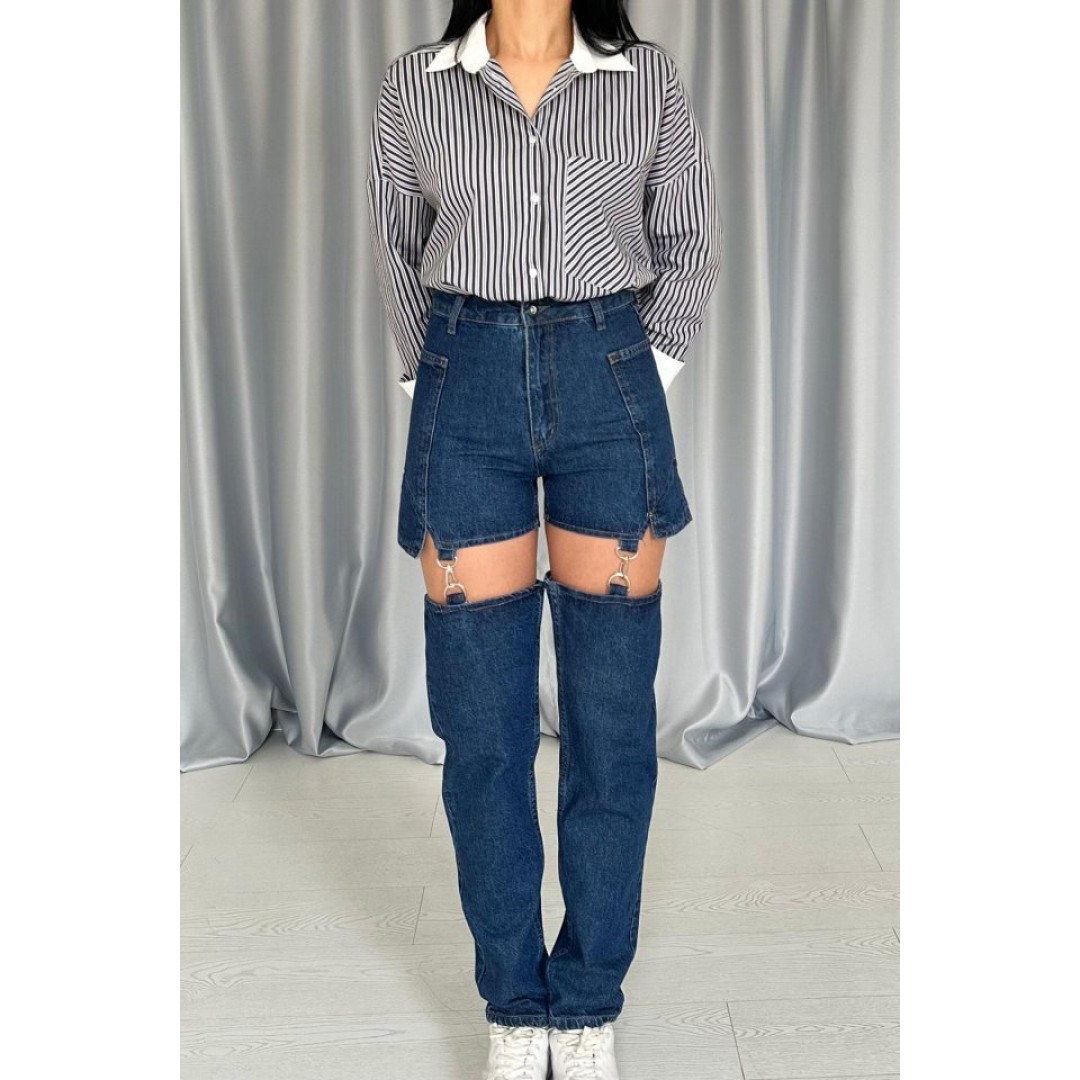 Mavi Askılı İki Parça Jeans Pantolon 148300 Mavi Askılı İki Parça Jeans Pantolon 148300