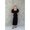 Siyah İşlemeli Kolu Garnili Elbise 154099 Siyah İşlemeli Kolu Garnili Elbise 154099