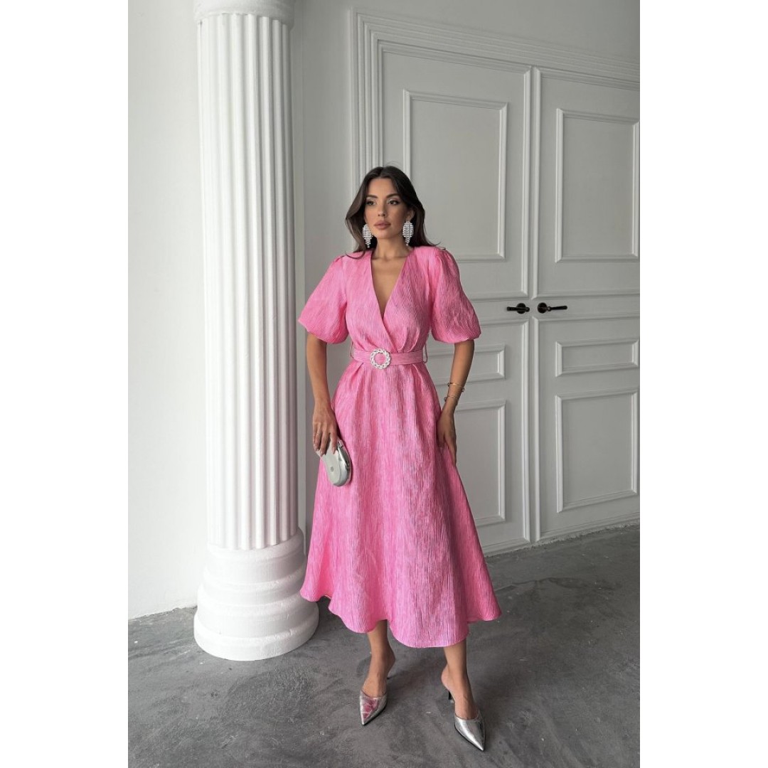Pembe Işıltılı Kemerli Kruvaze Elbise 163028 Pembe Işıltılı Kemerli Kruvaze Elbise 163028
