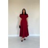 Bordo Arkası Fiyonk Garnili Britli Elbise - 154454 Bordo Arkası Fiyonk Garnili Britli Elbise - 154454