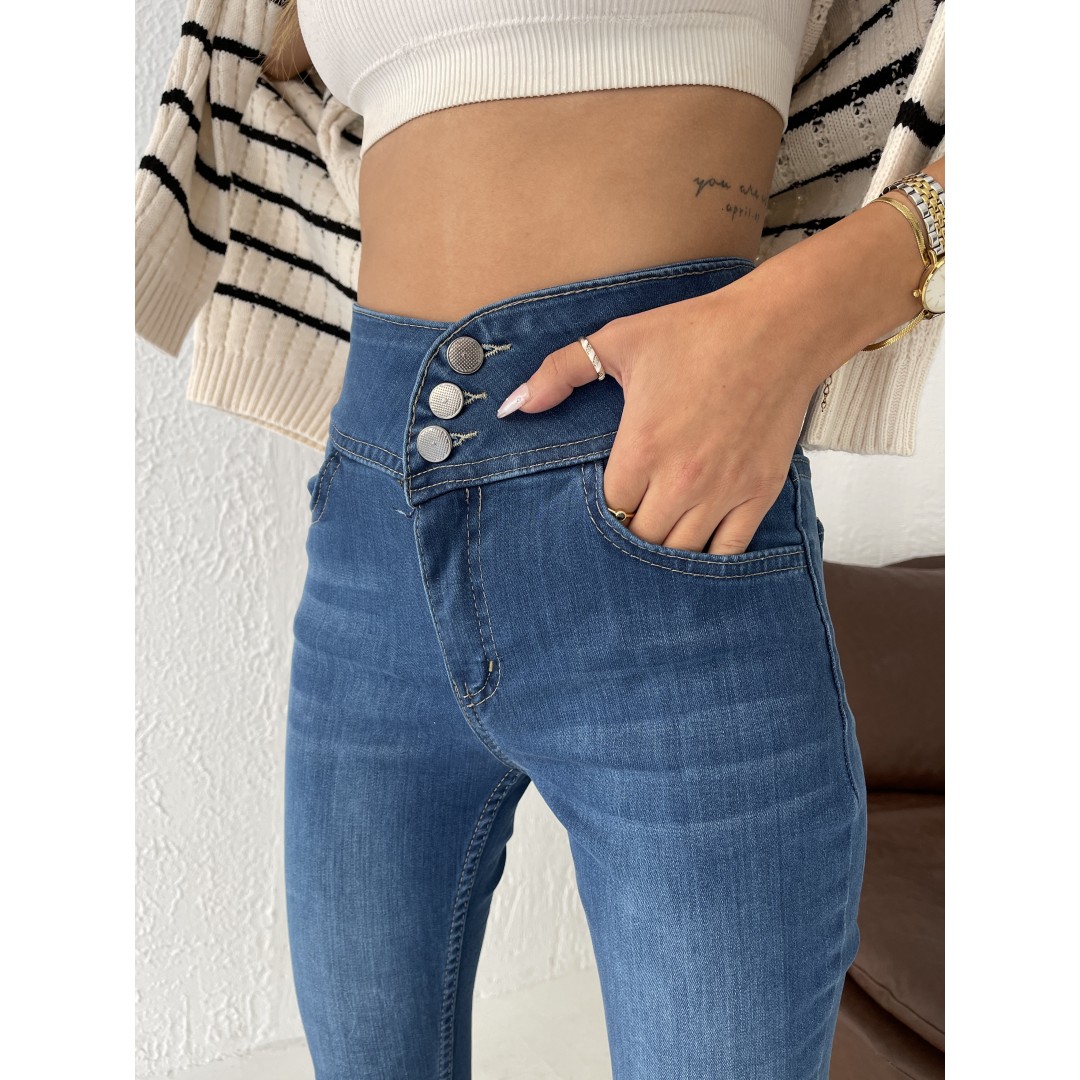 Yüksek Bel Likralı Jean Pantolon 90 Cm 47252
